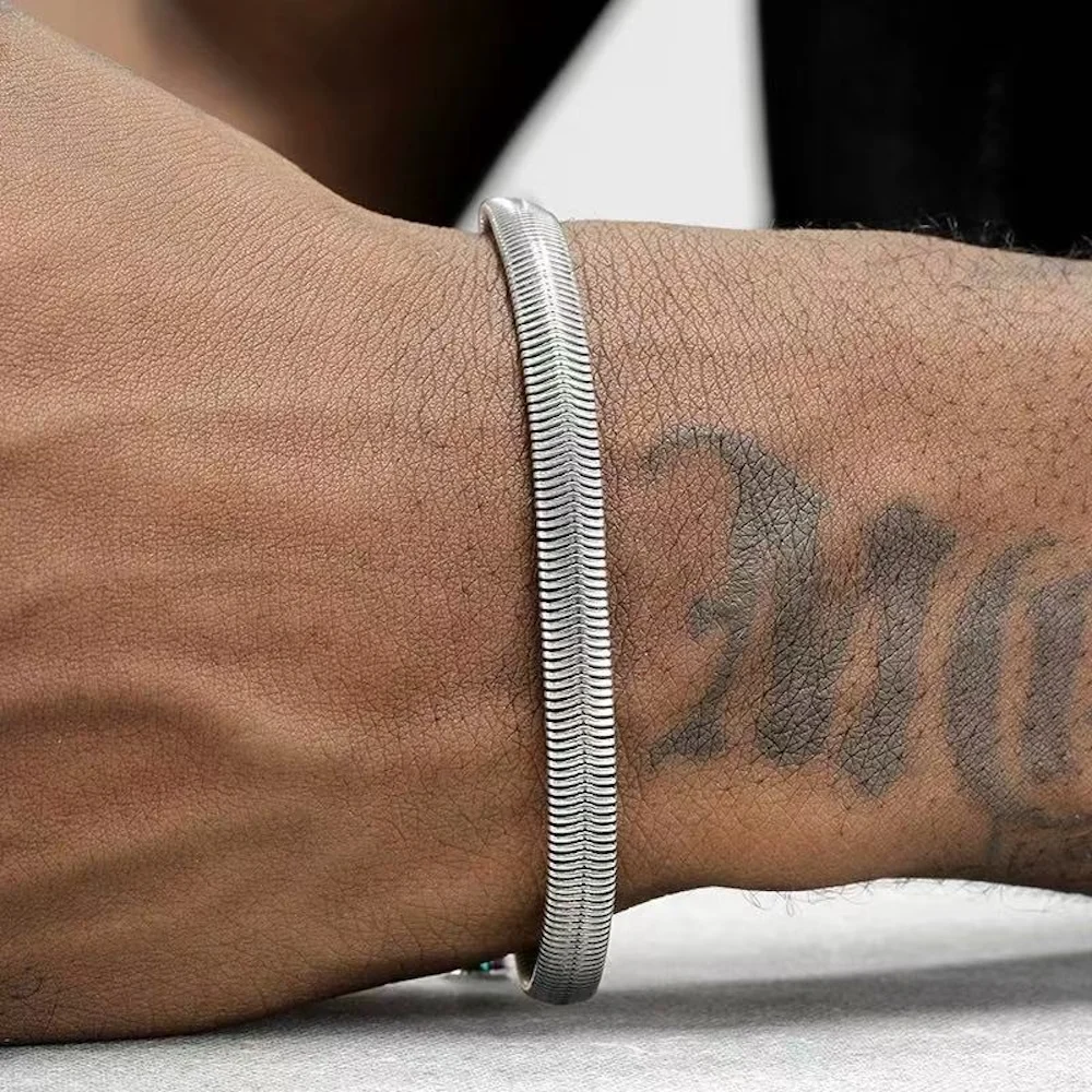 

6mm Retro Men 925 sterling silver Flat Snake Chain Bracelet Hip Hop Party Fashion Jewelry Trends Accessories Gifts