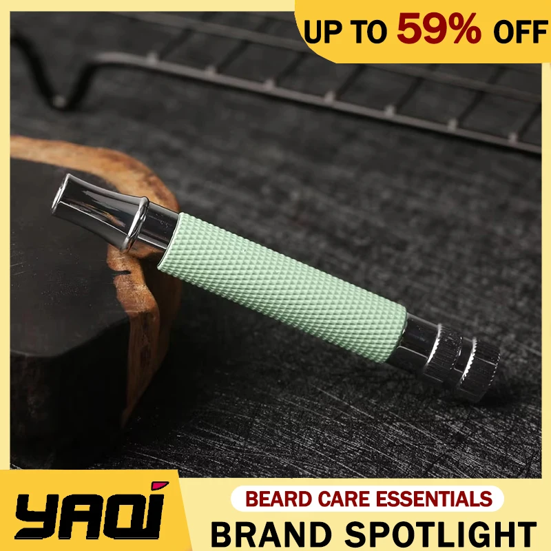 

Yaqi Pistachio Green 91mm Length Ergonomic Design Mens Brass Durability Razor Handle Provides Comfortable Shaving Experience