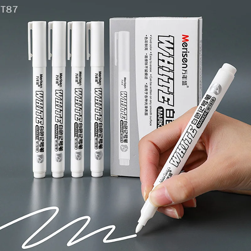 For Fabric Wood Leather Marker White Dot Marker Pen Alcohol Paint Oily Waterproof Tire Painting Graffiti Pens Permanent Gel Pen