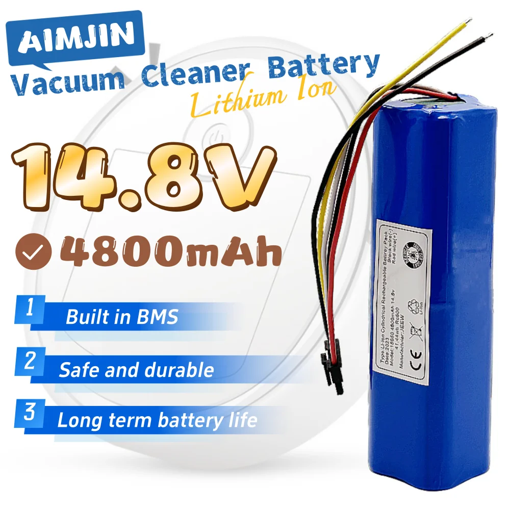 

4S2P 14.8V 4800mAh New Robot Vacuum Cleaner Battery 18650 Li-ion Rechargeable Battery Pack for CECOTEC CONGA 4090 4490 4690 4590