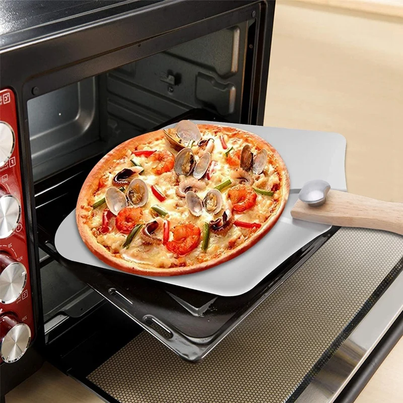 Pala de Metal de aluminio para Pizza, pala con mango plegable para horno, extraíble