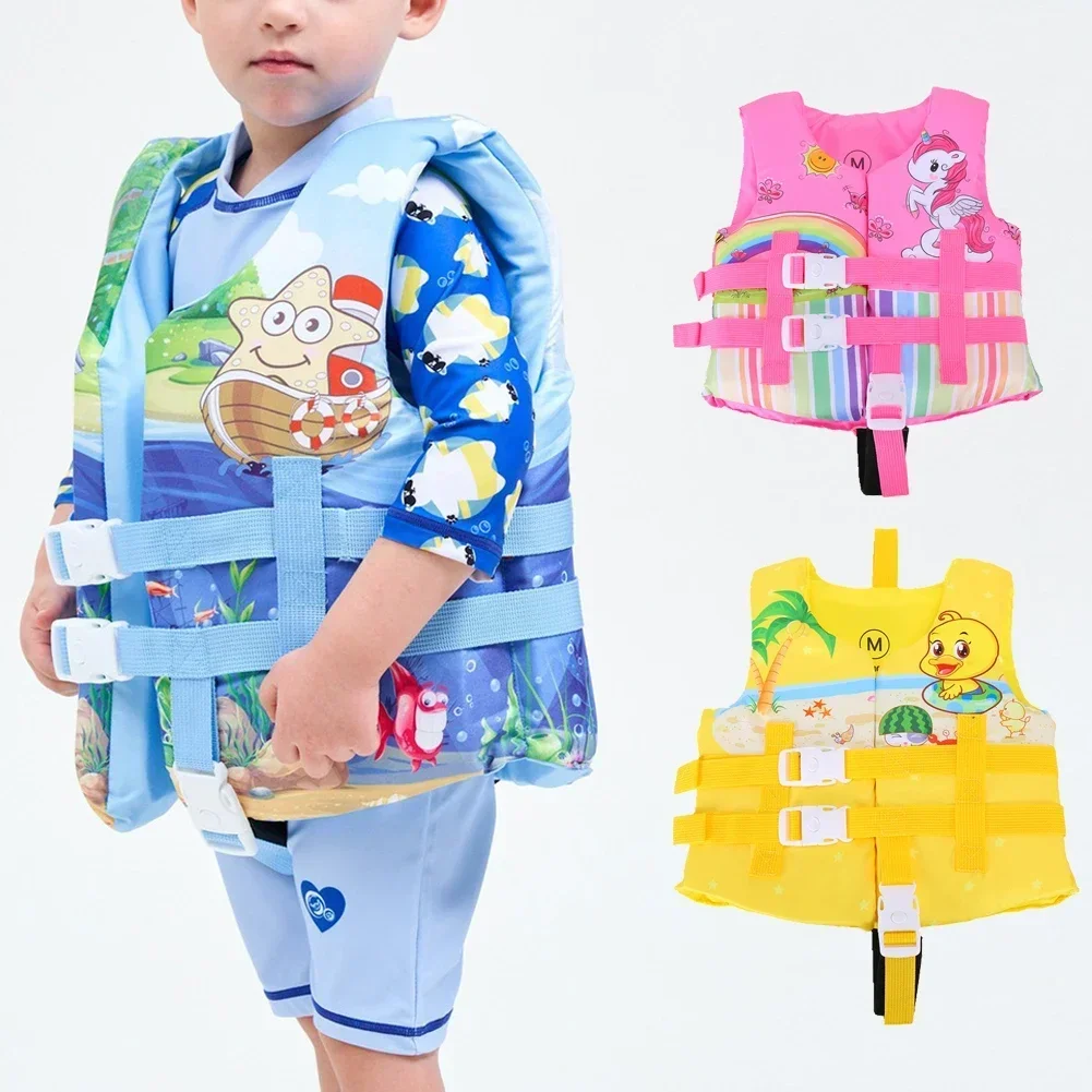 Ages 2-10 Children Super Buoyant Swimsuit One-Piece Cartoon Vest Safety Survival Equipment Swimming Aid Accessories