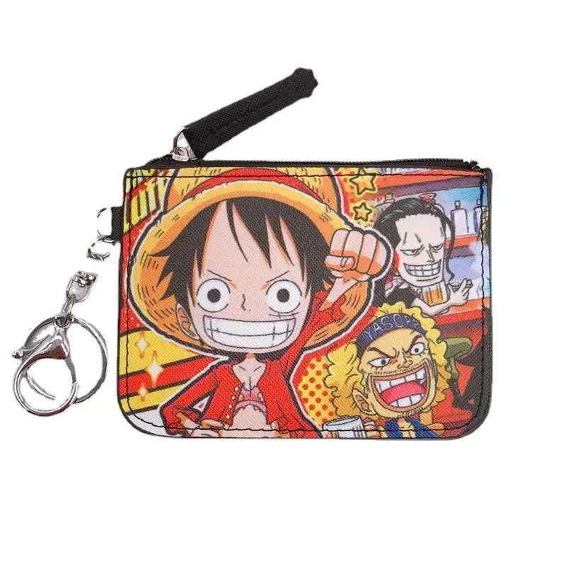 Anime One Piece Cartoon Bag Luffy Zoro Leather Card Holder Cute Coin Purse Monkey D Luffy PU Cartoon Anime Wallet Keychain Gifts