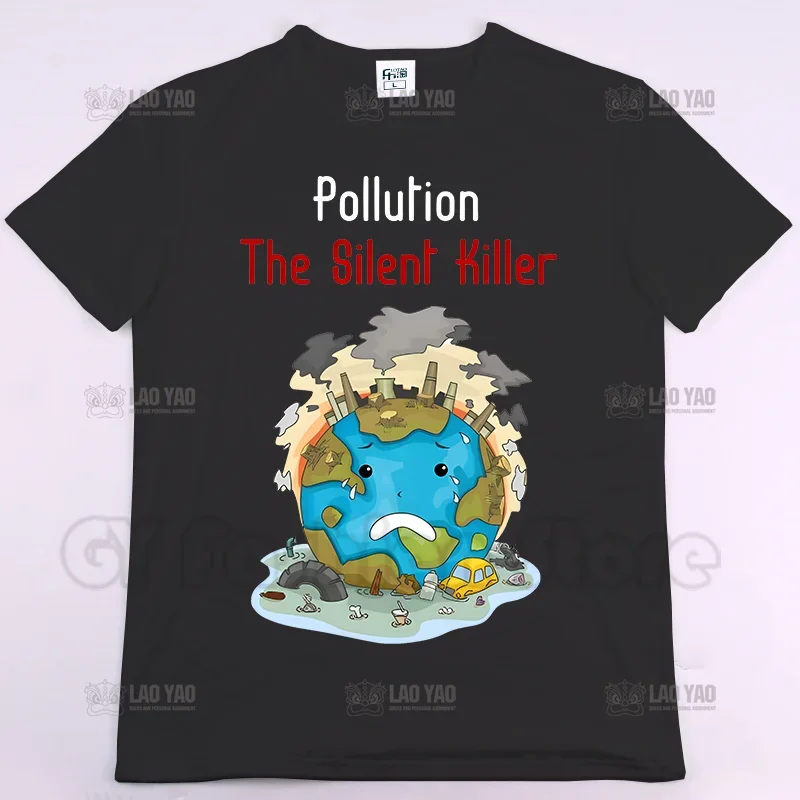 PollutionThe Silenf Killer Graphic  Shirts Stop Pollution Environmental protection Oversized  Shirt Harajuku