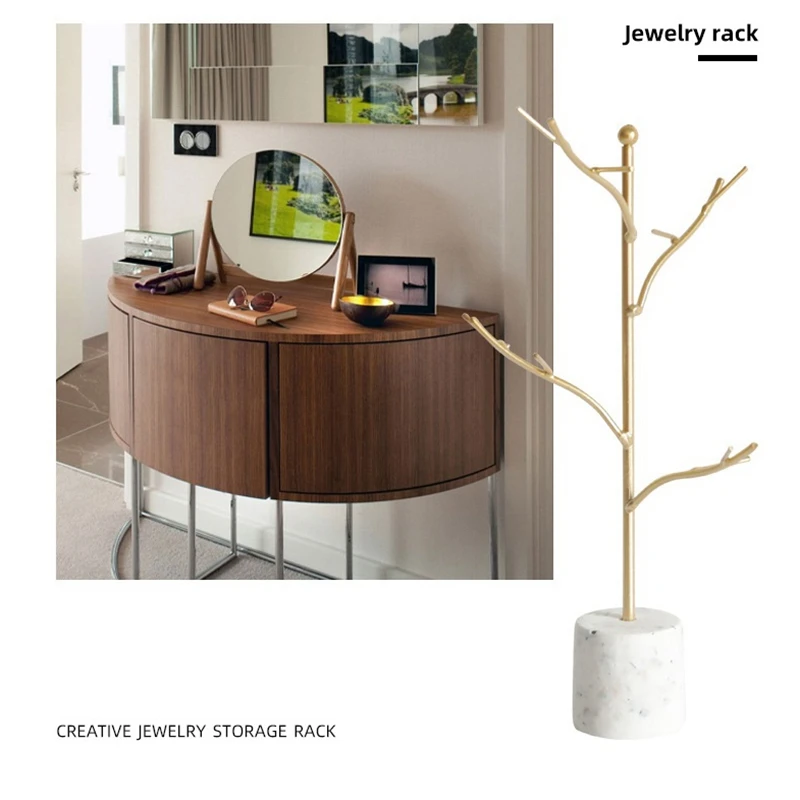 Rak Penyimpanan Perhiasan ABQR, Tempat Anting Kalung Gelang Cincin, Rak Organizer Perhiasan, Penyangga dengan Alas Bulat