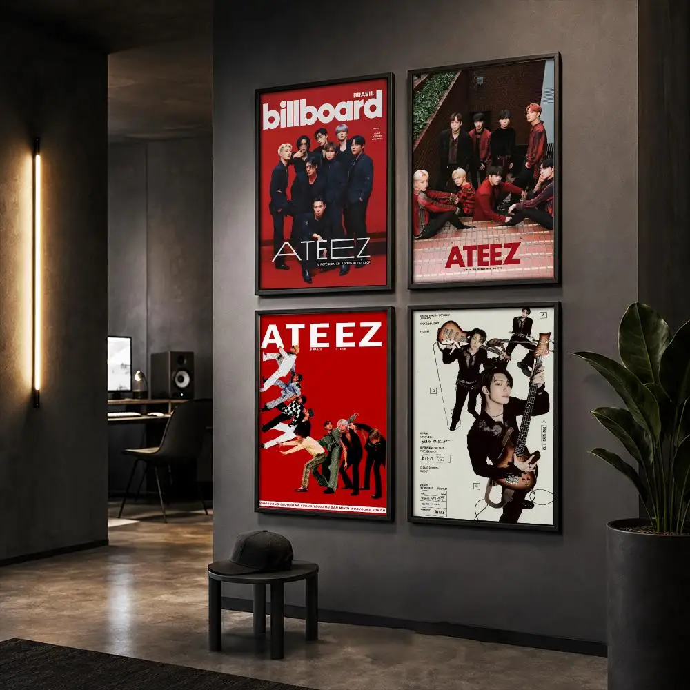 Popular Kpop Boy Group A-ATEEZ Poster Wall Art Print Sticker for Bedroom Living Room Dorm Office Modern Home Decor