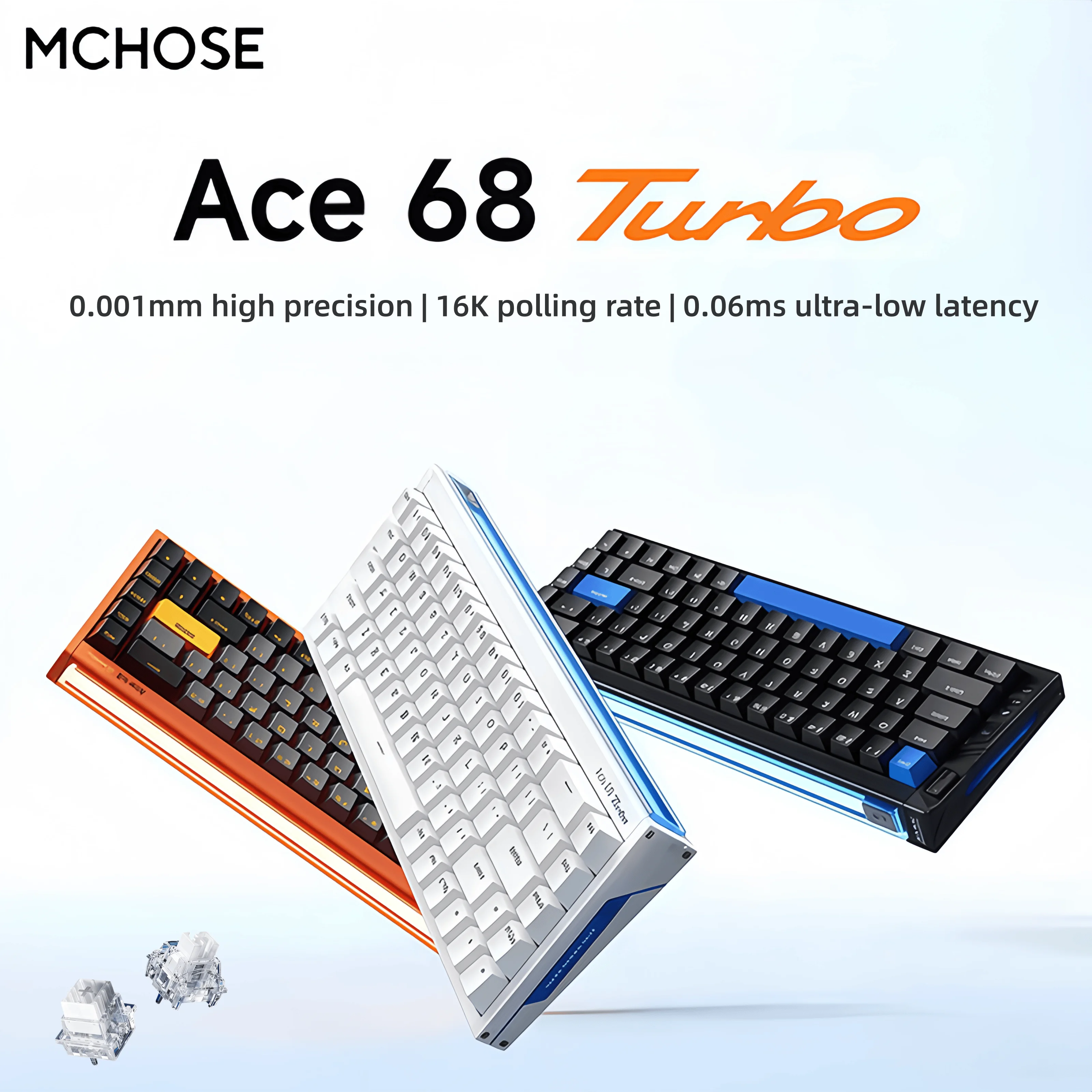 

MCHOSE ACE68 Turbo Mechanical esports Keyboard RGB Customized 16K Polling Rate Low latency Aluminum magnetic axis 0.001mm