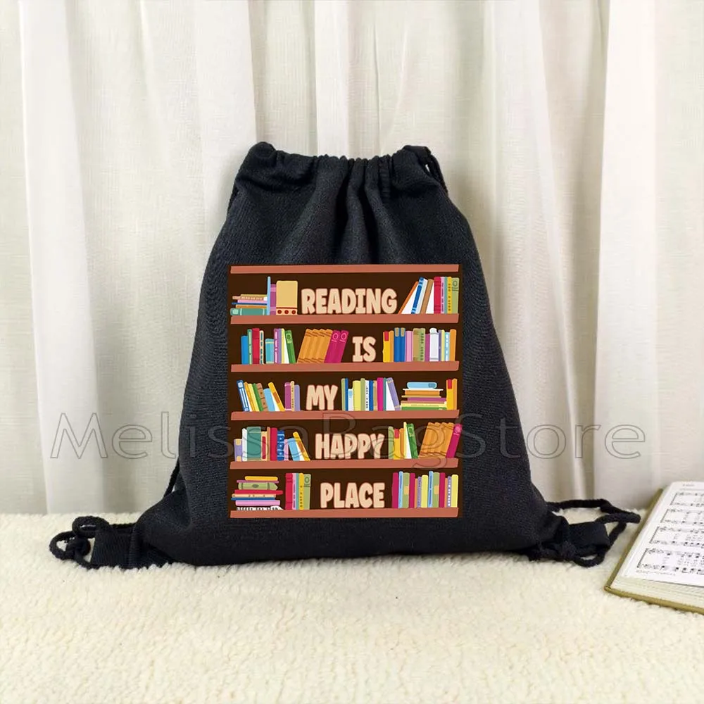 Aesthetic Floral Stack of Books Coffee Flowers Book Quotes Reading Cute Gifts Canvas Drawstring Bag Backpack Gym Sports Sackpack
