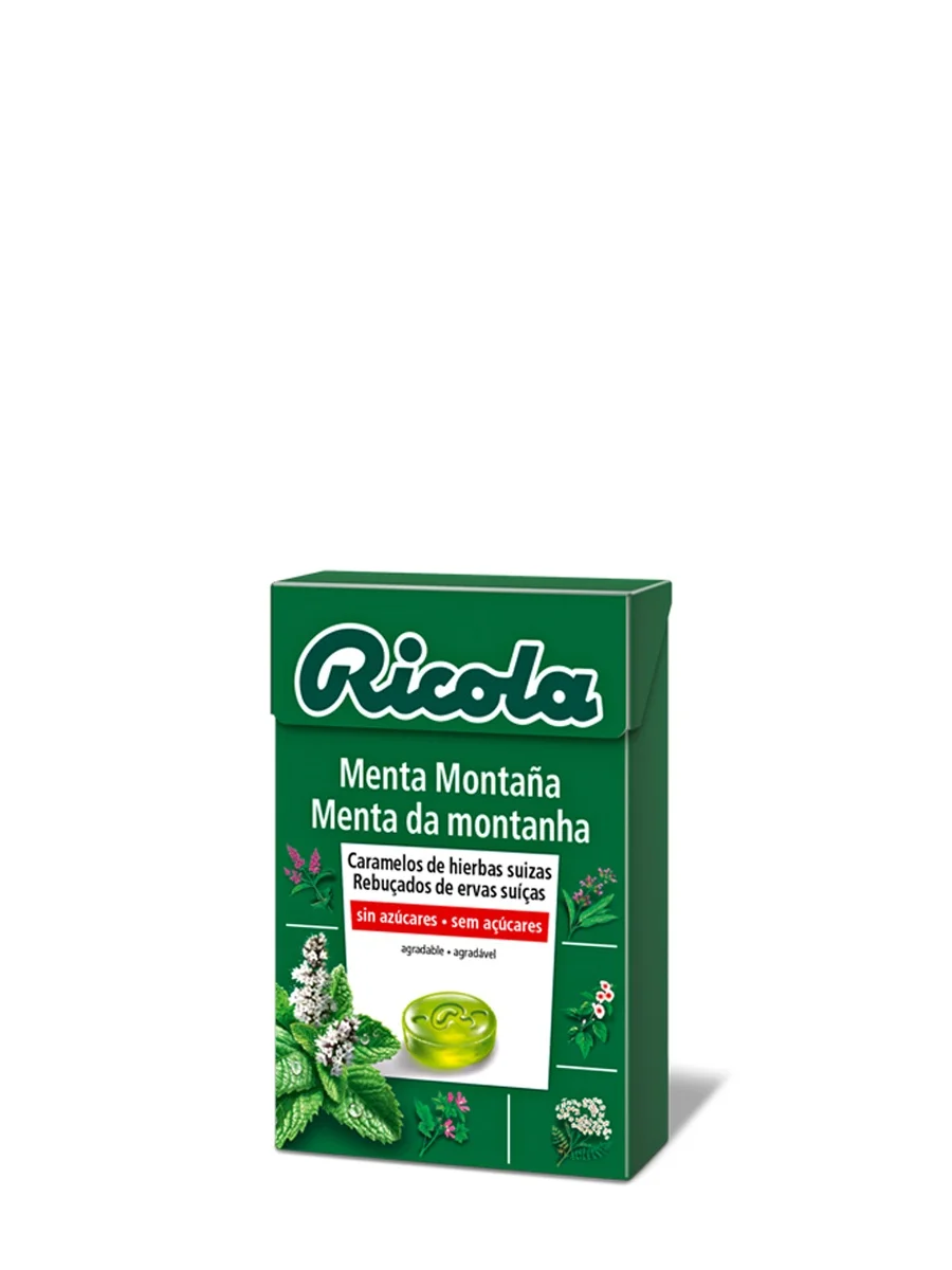 Ricola Mountain Mint Caramel and Swiss Herbs 50gr-Mountain Mint Caramel with Swiss Herbs and Sugar Free 50g