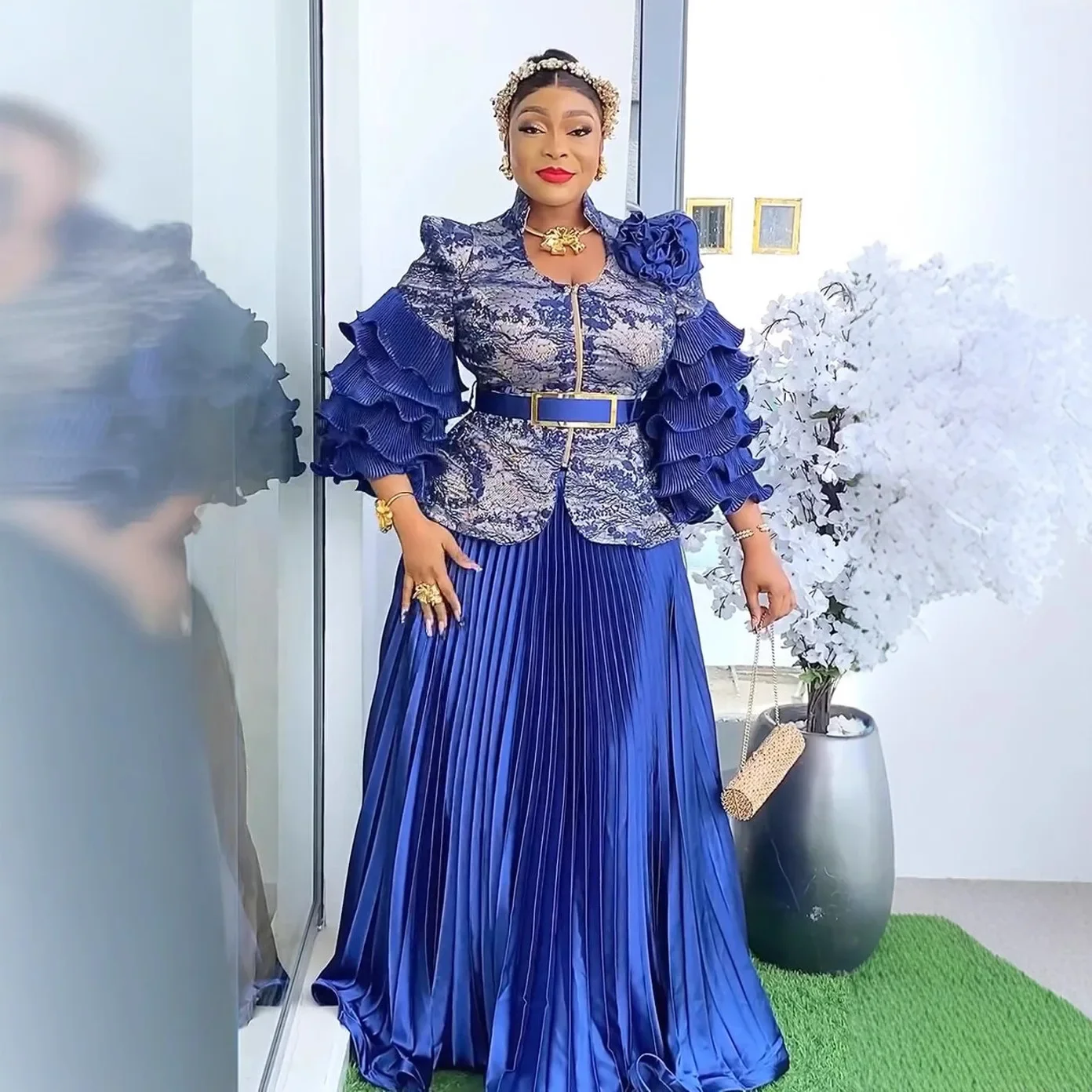 

African Clothes for Women 2 PCS Sets Tops And Skirts Suits Dashiki Ankara Turkey Outfits Gown Plus Size Wedding Party Dresses