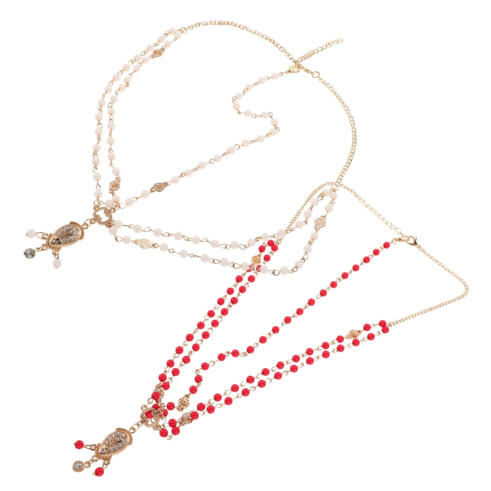 

2pcs Vintage Pearl Headpiece Baroque Beaded Tassel Chain Lightweight Bridal Headdress For Wedding Prom Festival Party Boho