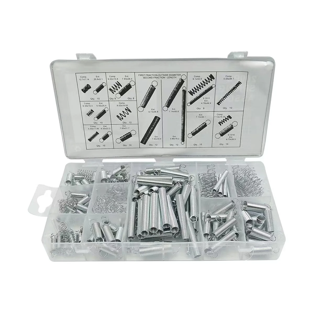 200PCS spring      Pull the spring and press the spring      Stretch spring set with hook      DIY hardware kit