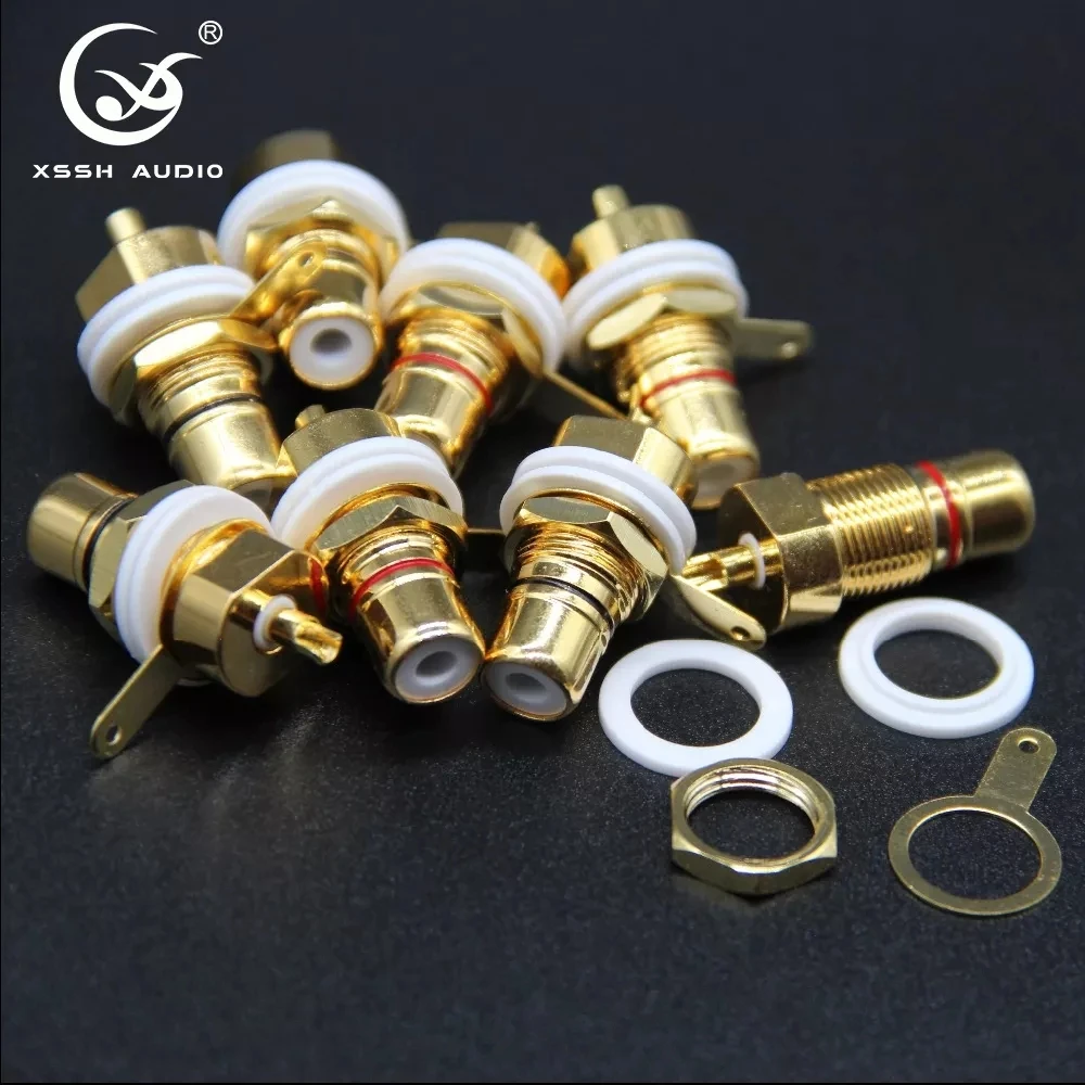 4pcs 8pcs Brass Plated Gold Binding Post YIVO XSSH Audio HIFI 8mm Jack Plug Terminal Electric Female RCA Socket Connector