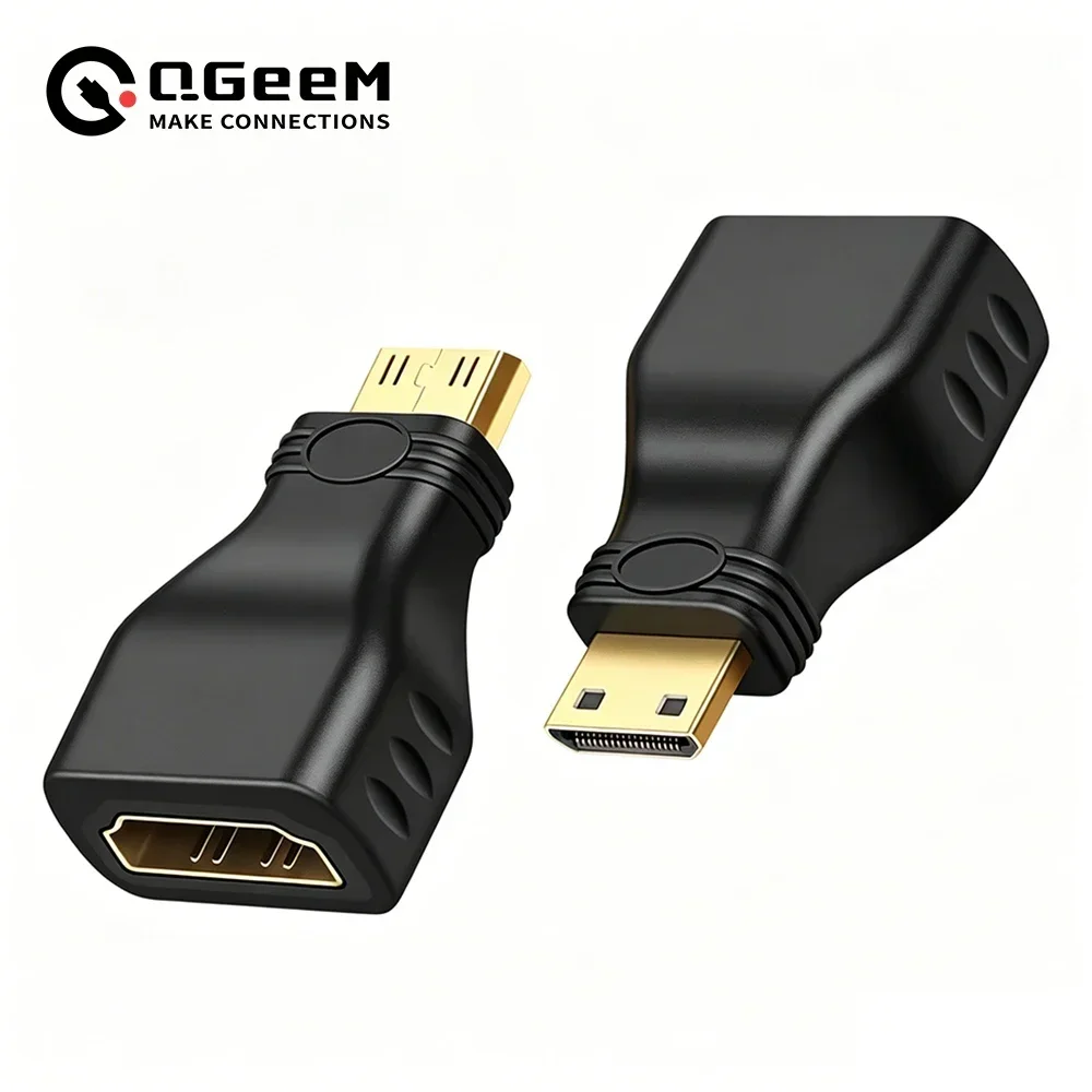 QGeeM MINI HDMI-Compatible Adapter to HDMI Female Converter 1080P 2K 4K For MINI PC HDTV CAMERA 5504 Raspberry Pi ZeroW Laptop