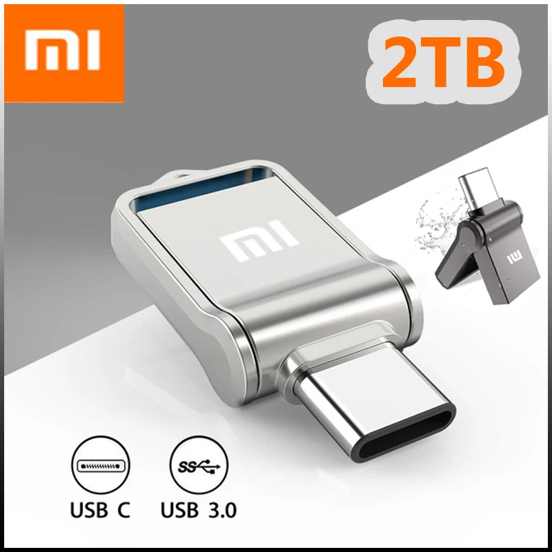 Xiaomi 2TB USB Flash Drive Usb 3.0 High Speed 512GB Type-C Interface Dual-Use For Mobile Phone Computer Metal Flash Memory Stick