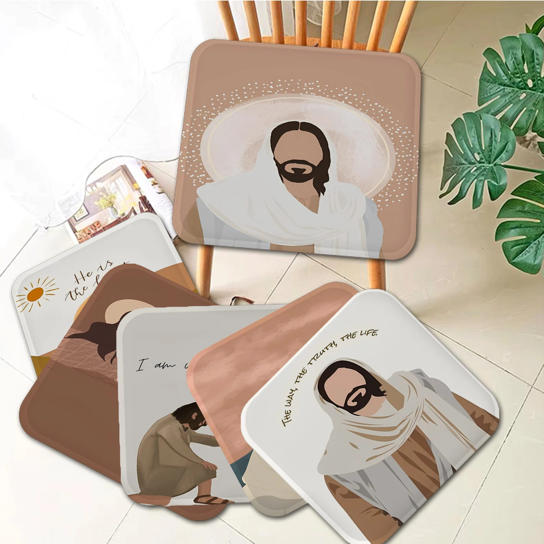 

Christ Jesus God European Seat Cushion Office Dining Stool Pad Sponge Sofa Mat Non-Slip Stool Seat Mat
