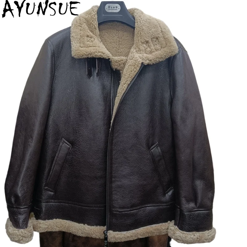

AYUNSUE куртки из натуральной овчины, мужские зимние теплые пальто из натурального меха, мужские мотоциклетные мужские меховые куртки, пальто Abrigo Piel Hombre