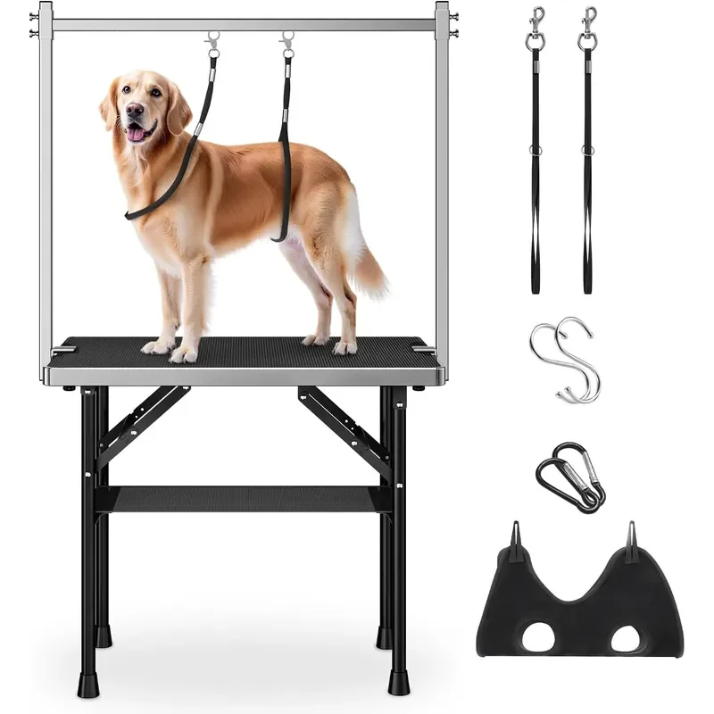 Dog Grooming Table with Arm Hammock Nooses 35.5Lx23.6W Tabletop
