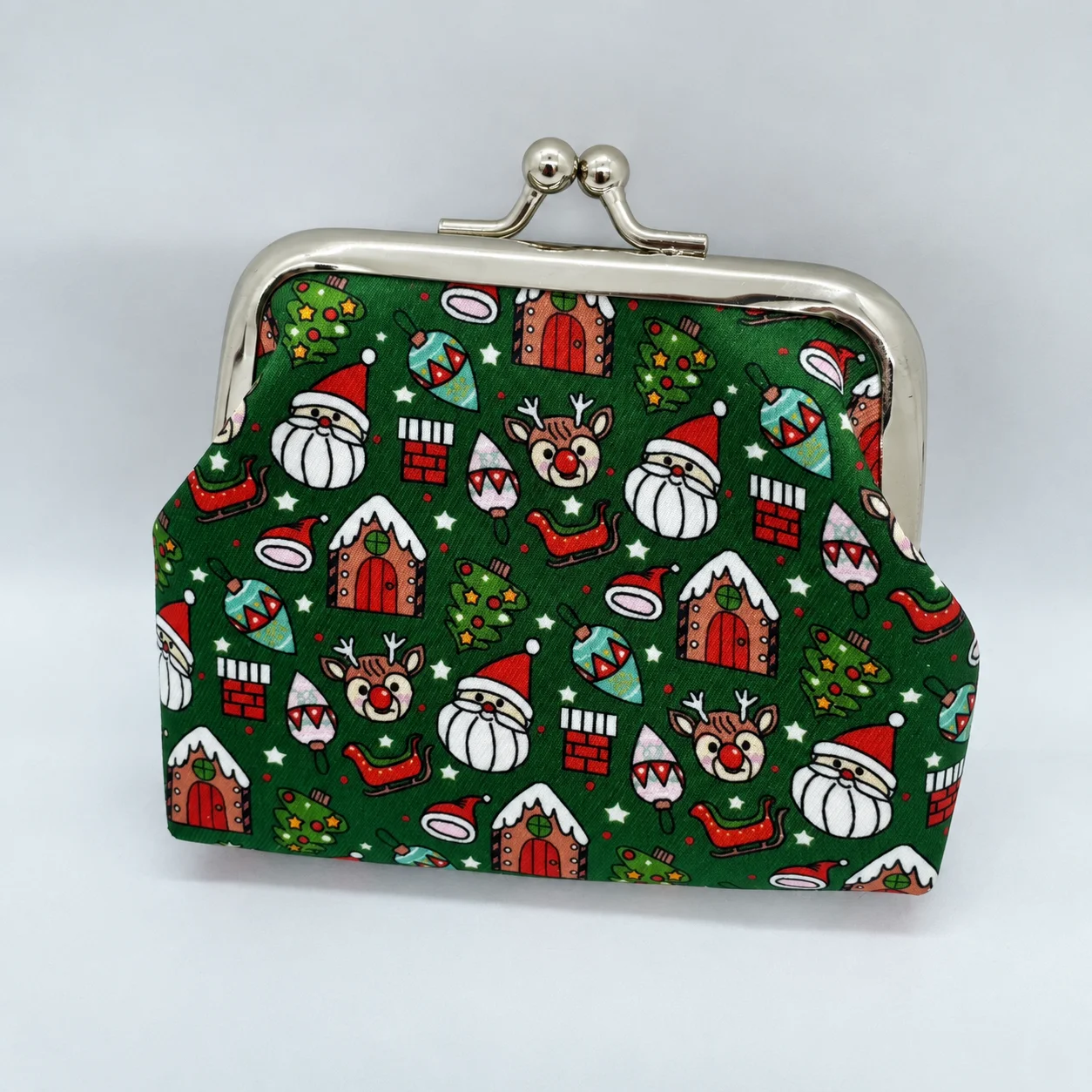 Fabric Coin Purse Printed Metal Kiss Lock Purse 3 Inch Coin Purse Portable For Earbuds Small Jewelry Handbag