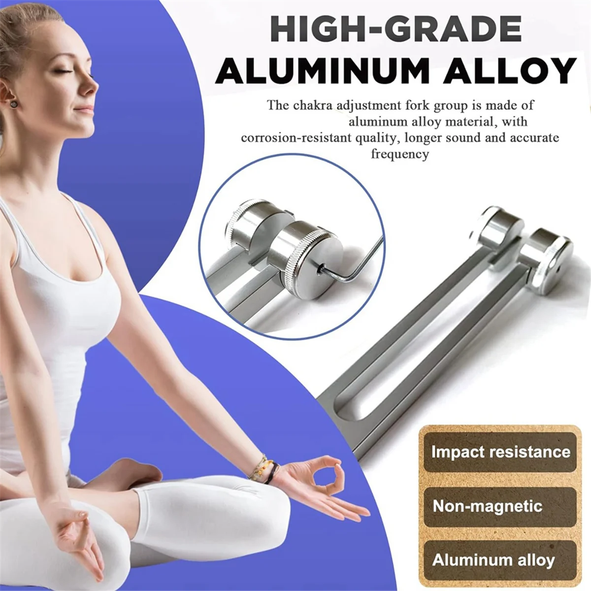 A48I Neurological Tuning Fork, 128Hz+256Hz Silver, Aluminum Alloy Body Weighted Tuning Forks for Healing Chakra Set