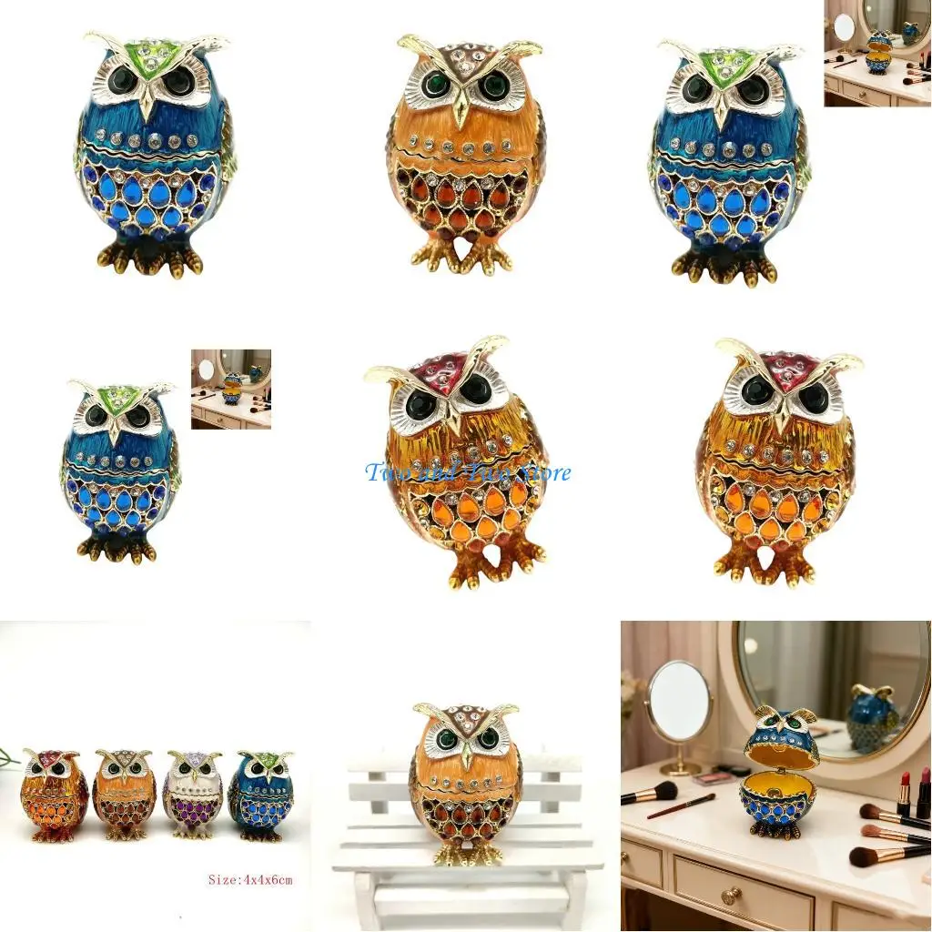 

HX6F Шкатулка для драгоценностей в форме совы, украшения со стразами, организованное место для хранения