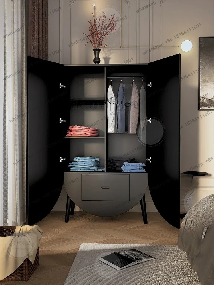 retro solid wood simple wardrobe integrated cabinet storage cabinet bedroom cloakroom edge cabinet