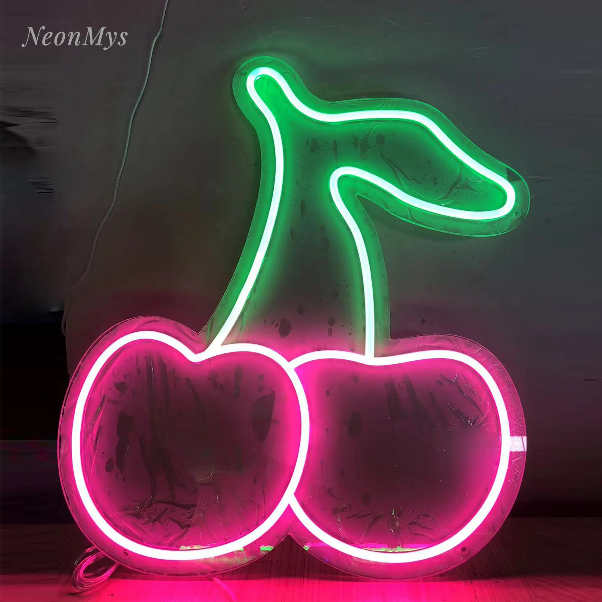 Imagem -02 - Cherry Led Wall Hanging Neon Light Arte Sinal de Frutas Estético Decoração do Quarto Gamer Interior Iluminado Crianças Casa Casamento