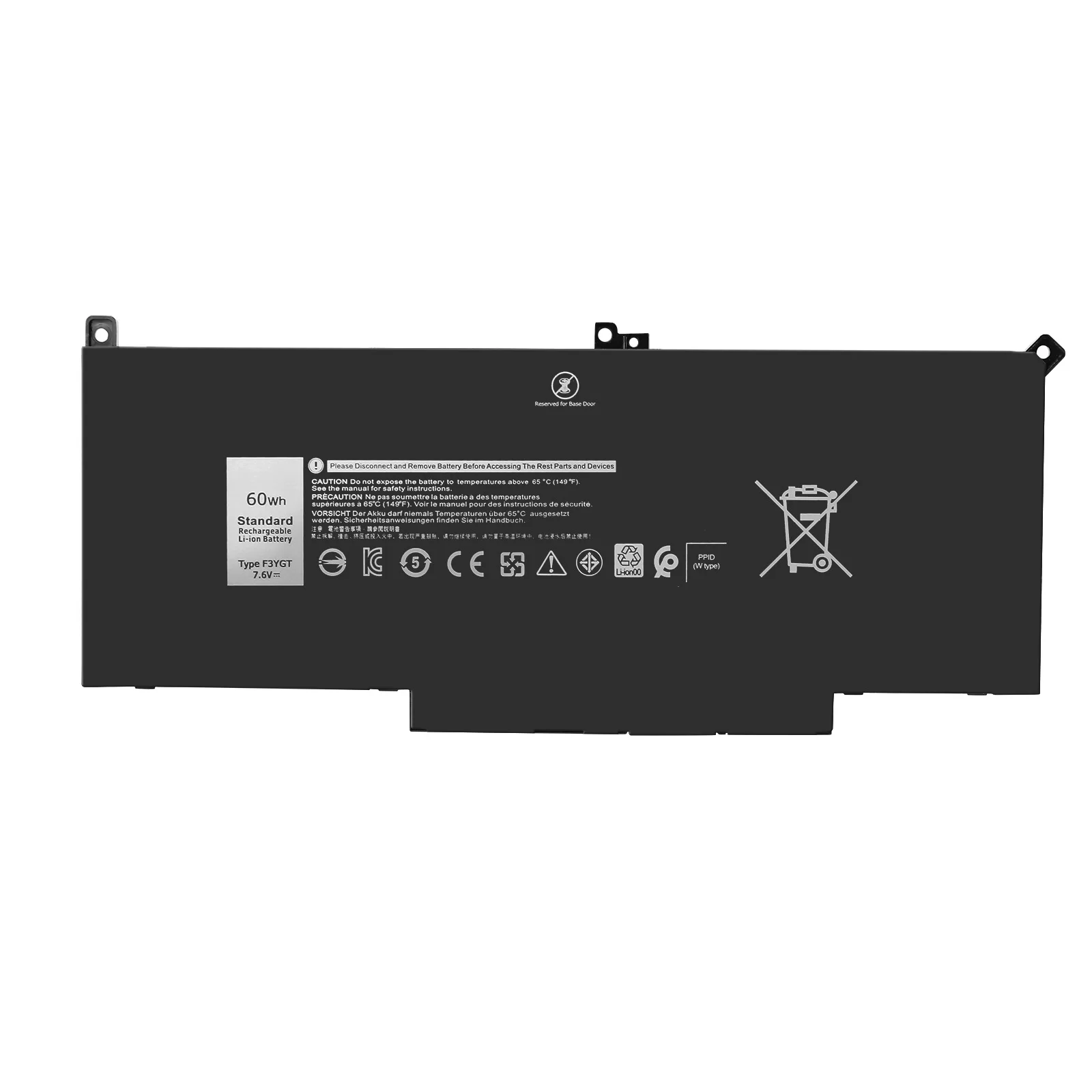 High-Capacity 6600mAh F3YGT Laptop Battery For DELL Latitude 12 7280 7480 7000 DM3WC 0DM3WC 2X39G