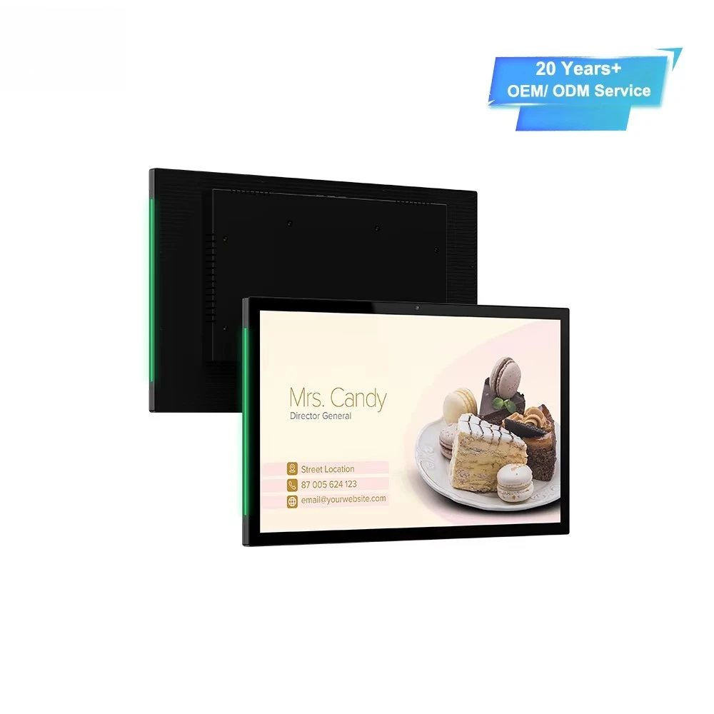 New Narrow Bezel Smart Touch Screen RK3566/RK3576 Android Touch Display Signage With RGB LED Lights