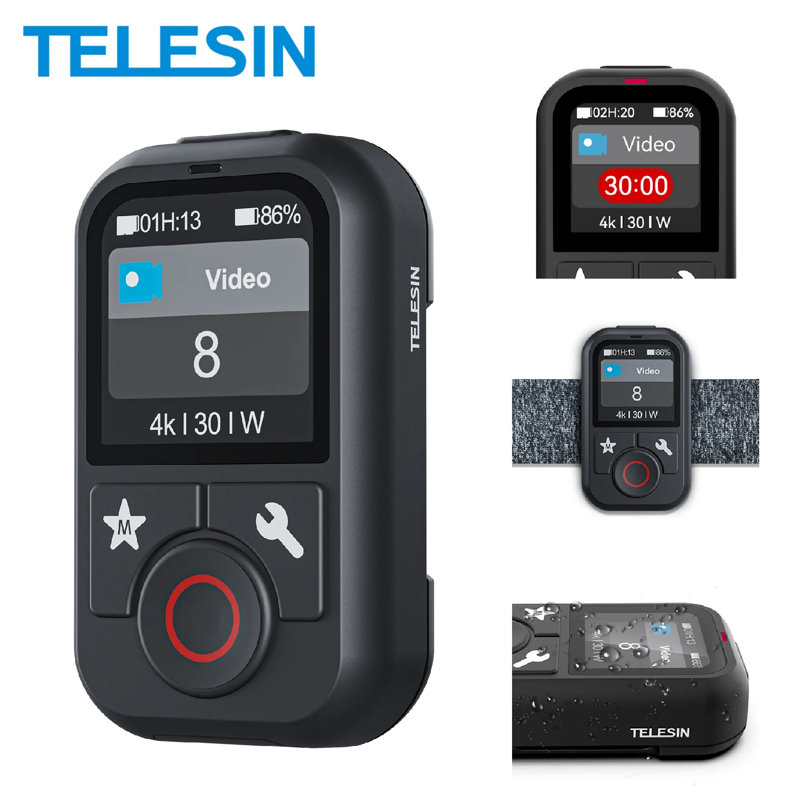 TELESIN T13 Bluetooth Remote Control For GoPro Hero 13 12 11 10 9 8 Max With Wrist Strap For Action Camera Accessories