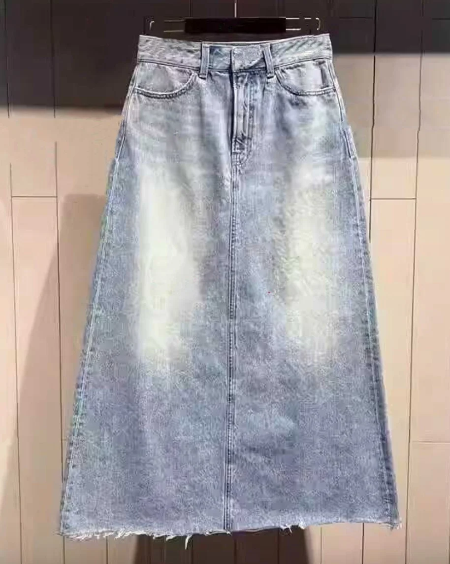 

High Waist Denim Skirt Commute Casual Style Cotton Pure Color A-Line Skirt for Women Spring Summer Fashion Trend