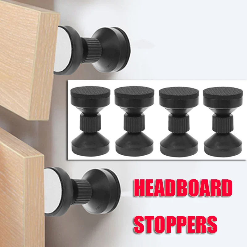 

4 Pcs Anti-turn Fixing Device Headboards Anti-shake Fixer Furniture Wall Stopper Black Bed Frame Slide Stoppers Abnormal Noise