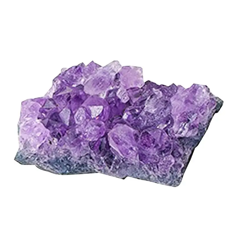 Racimo de amatista para meditación, cristales y piedras naturales, color púrpura profundo, elegante y crudo para meditación