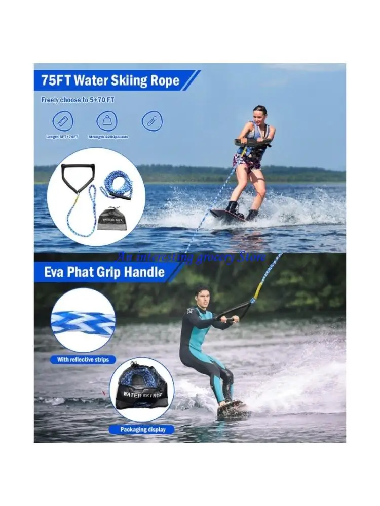 

652D 23M 75FT Wakeboard Surf Rope With Single Handle For Water Sports And Training