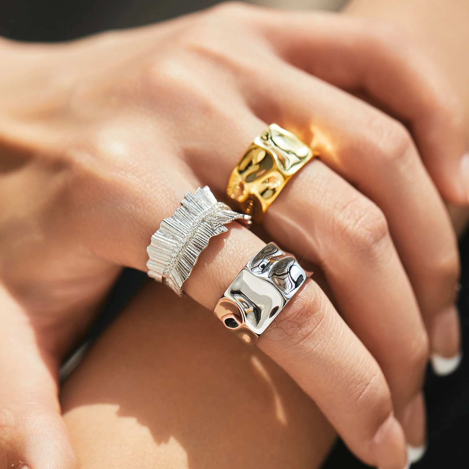 MODIAN 925 Sterling Silver Luxury Geometric Texture Scrub Irregular Finger Ring Trendy Punk Party Jewelry For Women Gifts