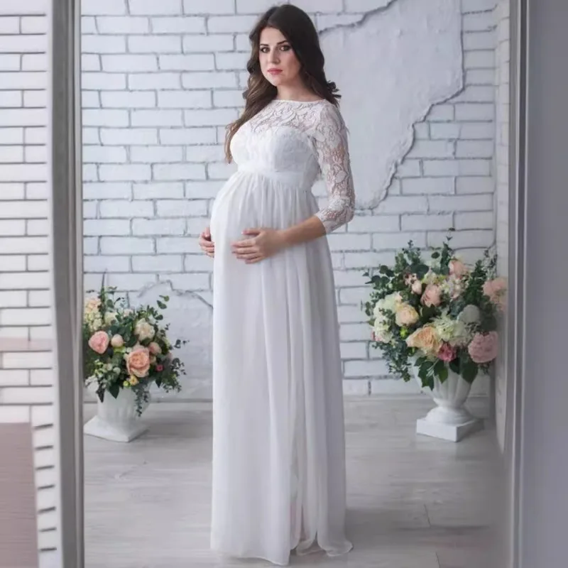 Sexy Lace Maternity Dresses For Baby Showers Photo Shoot Long Fancy Pregnancy Maxi Gown Elegence Pregnant Women Photography Prop