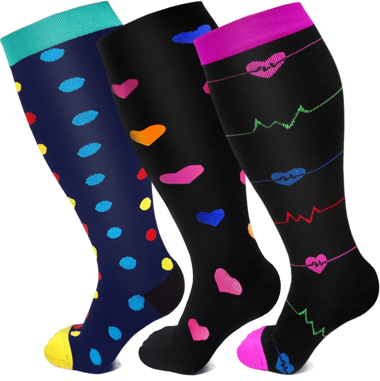 

Compression Socks Plus Size Women Men Varicose Veins Knee High Anti Fatigue Pain Relief Sportrs Socks Travel Stocking Plus Size