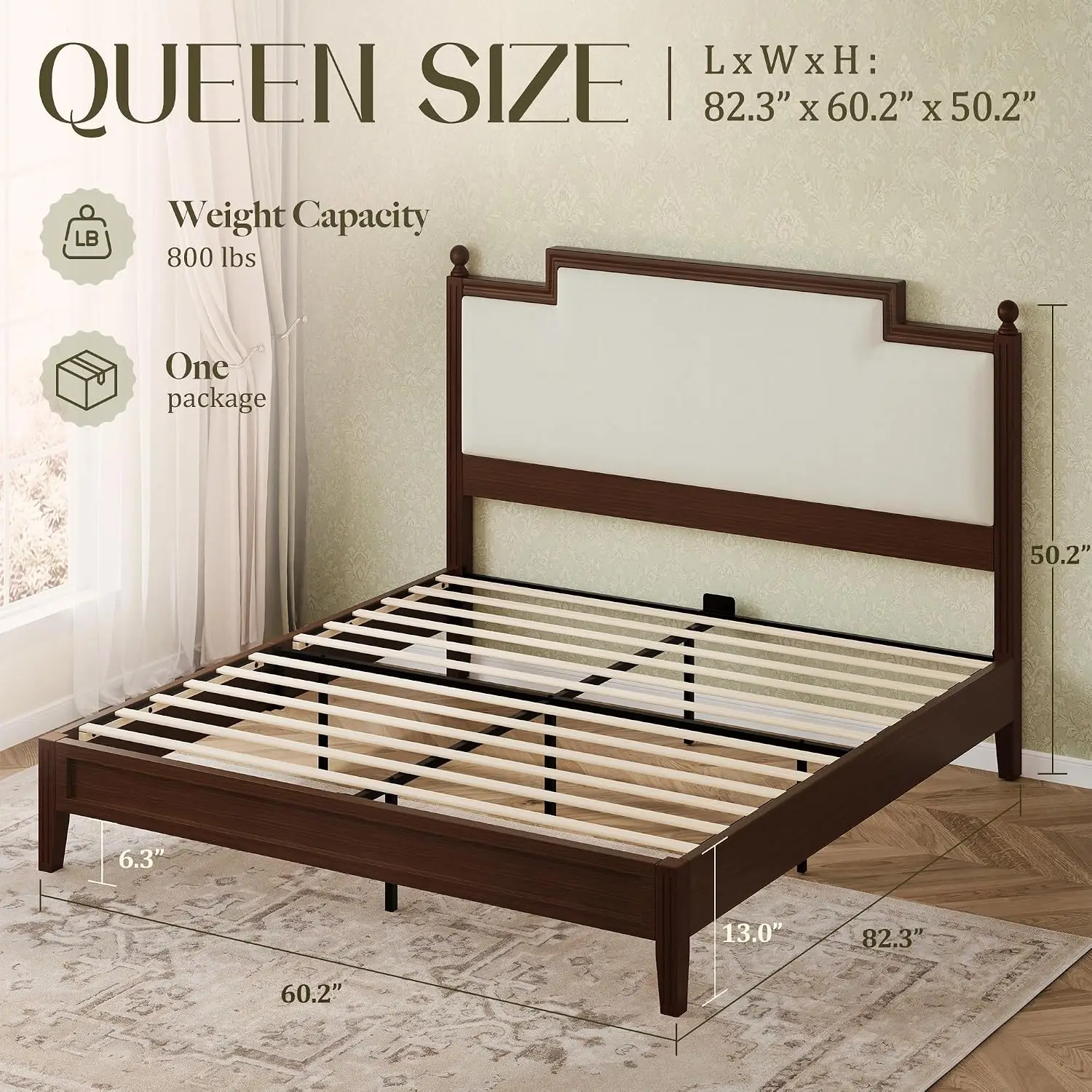 Queen Size Bed Frame with 50.2