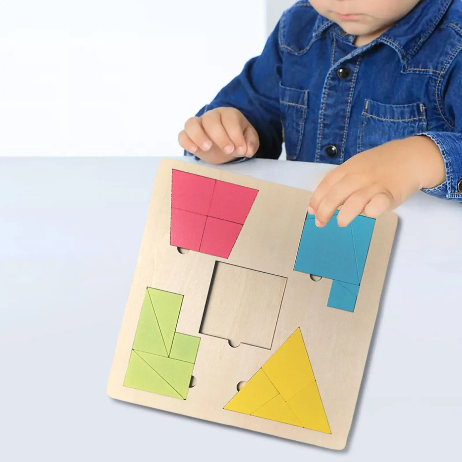 ตัวต่อแทงแกรมไม้แบบพกพา ของเล่นเสริมพัฒนาการ ฝึกสมอง เกมเรขาคณิต สนุกสำหรับเด็กชายและเด็กหญิง