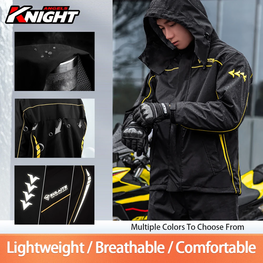 Motorcycle Raincoat Suit Waterproof Motorbike Riding Raincoat High-Reflection Outdoor Motocross Rain Coat Lightweight Foldable