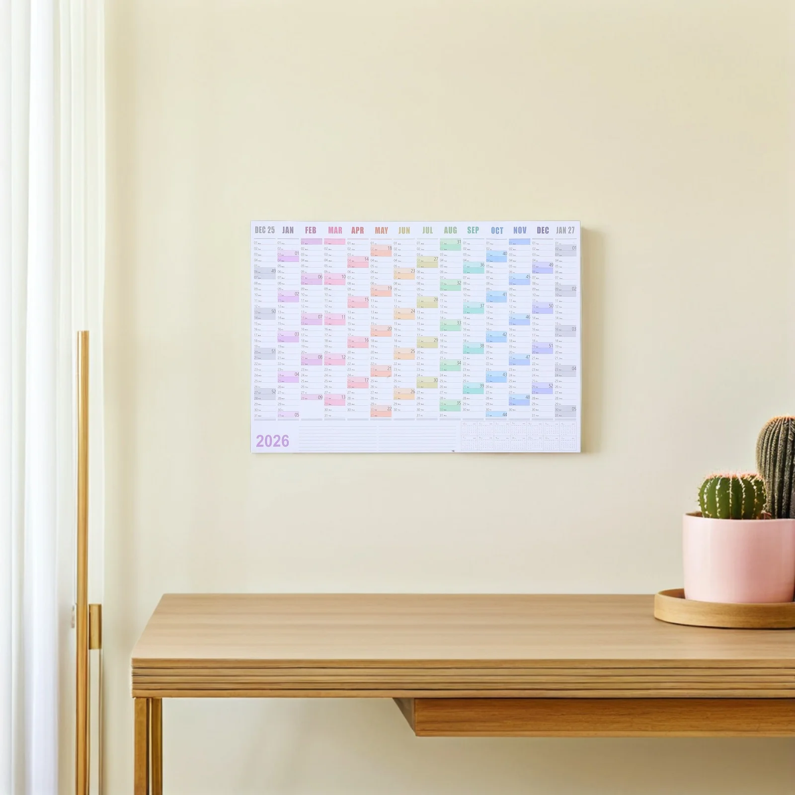 

2Sets 2026 Year Wall Planner Oversized Minimalist English Calendar Stickers Adhesive Annual Monthly Planning Poster Office Home