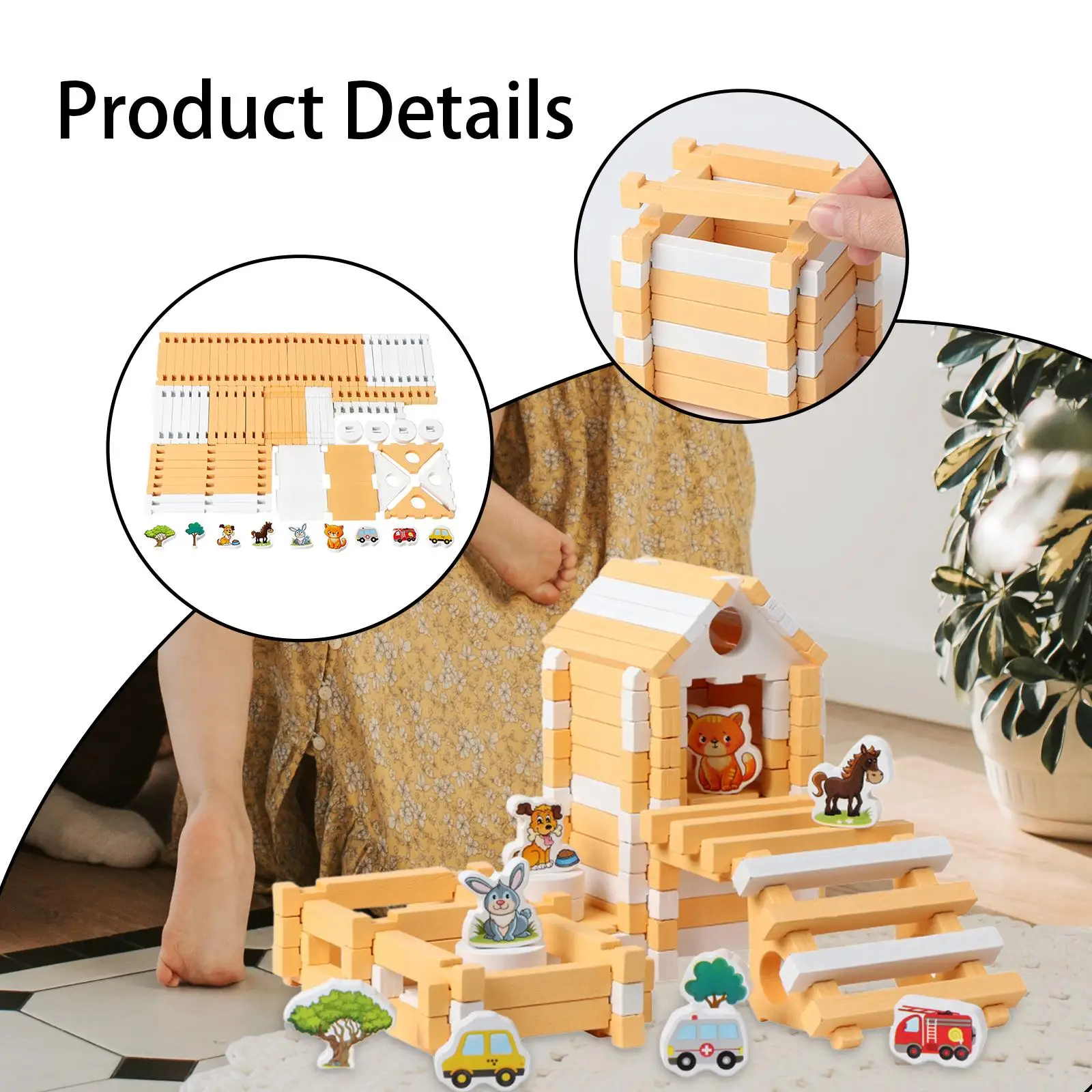 Juego de bloques de construcción Casa de madera DIY para niños de 3 4 5 6 años