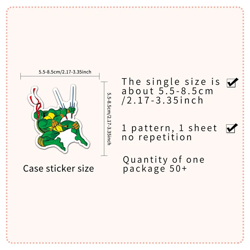 52PCS Teenage Mutant Ninja Turtles Stickers Phone Trunk Refrigerator Waterproof Anime Stickers Anime Figure Image Toys Sticker