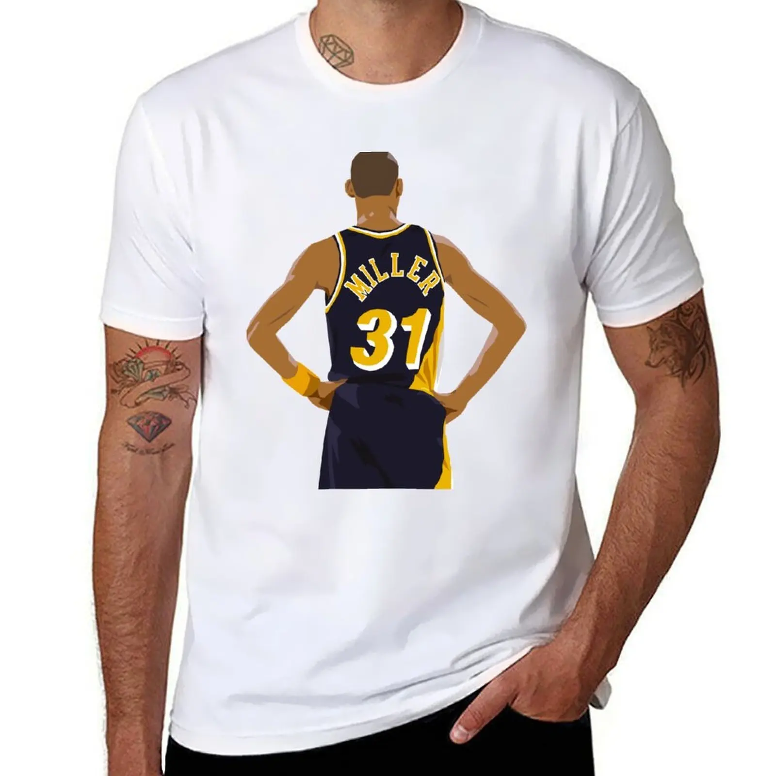 

Reggie Miller Back-To T-Shirt t shirts for man slim fit man t shirt designer t shirts for man pack white T-shirt