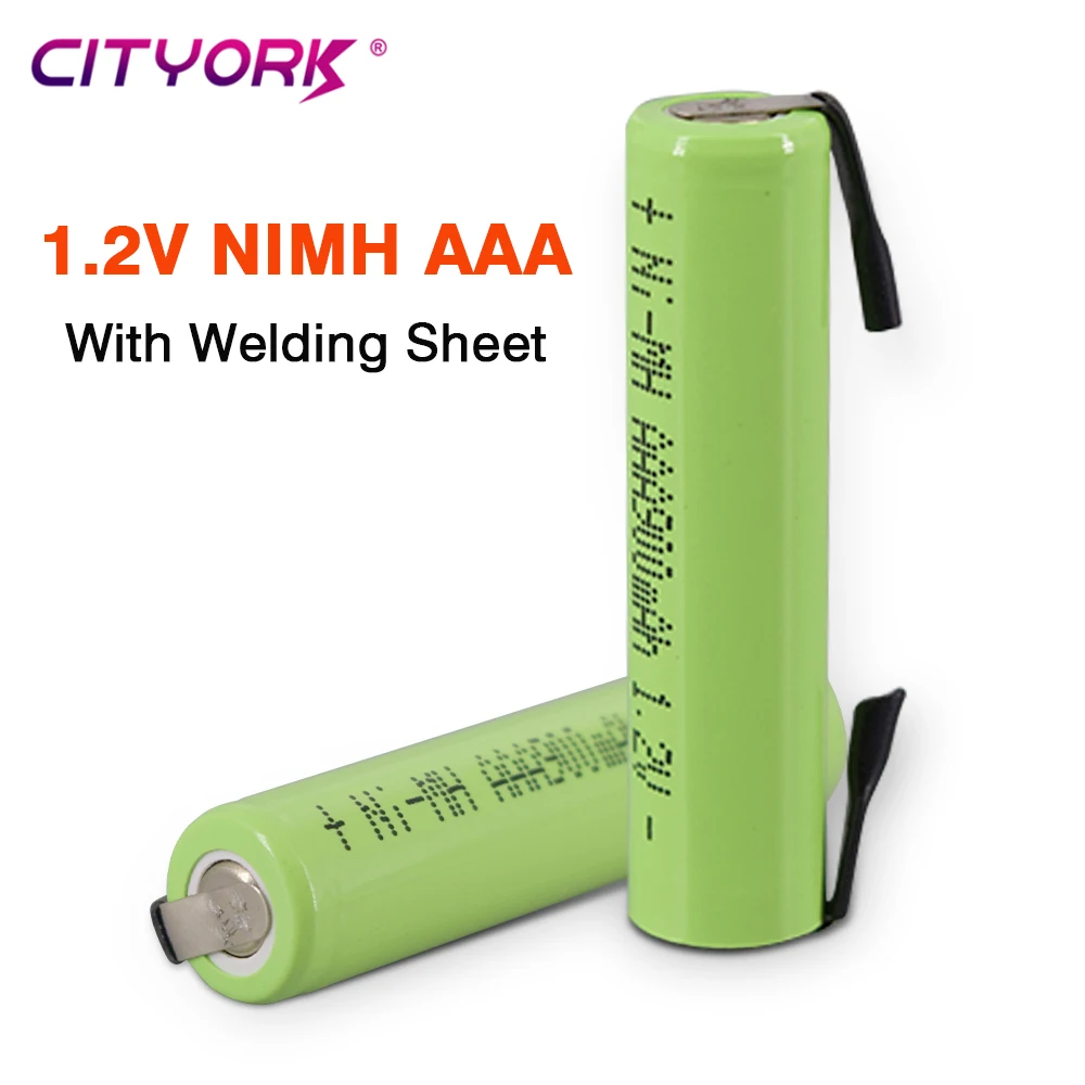 CITYORK 2-16PCS 1.2V Ni-Mh AAA Rechargeable Battery Cell with Weld Tabs for Philips Braun Electric Shaver Razor Toothbrush