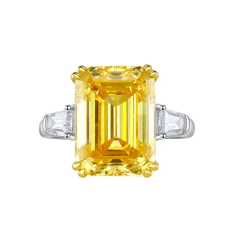 anel de diamante amarelo prata s925 para mulheres alto carbono importado 11x15 mm europa e america novo 2023 01