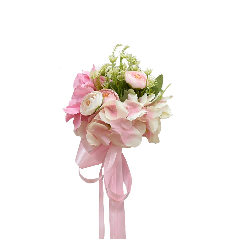 2 Pcs Chair Sashes Artificial Hydrangea Flowers Tie Knot Cover For Church Hotel Banquet Outdoor Wedding Party Events Decoration