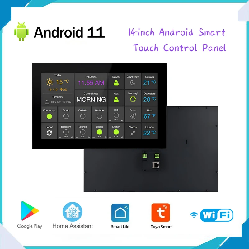 2024 New 14 Inch POE Tablet Smart Home Control Panel Android 11 OS Touch Screen Wall Mount Tablet RS485 for 86 Wall Mount Box