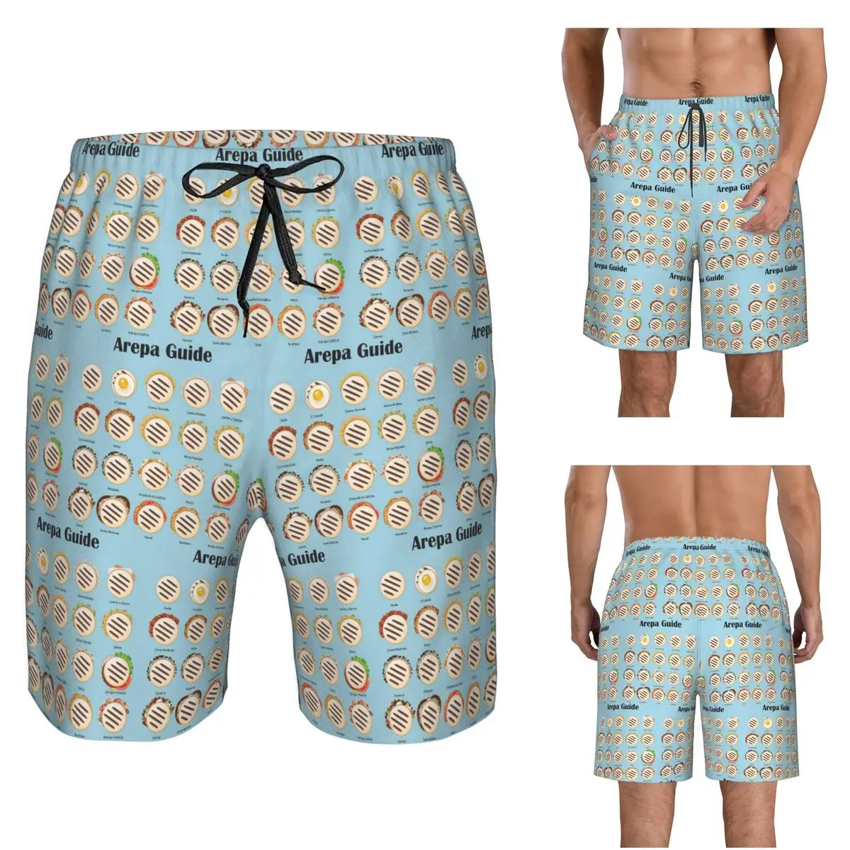 Arepa Guide Venezuela Latin Fast Food Trunks Beach Board Shorts Casual Quick Dry Swimming Summer Men Pants
