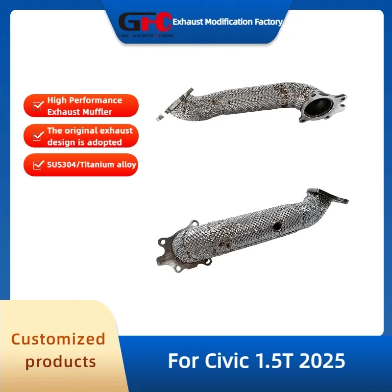 

GFC Catless Downpipe Exhaust Pipe for Civic 1.5T 2025 High Performance 304 Stainless Steel Car Exhaust System